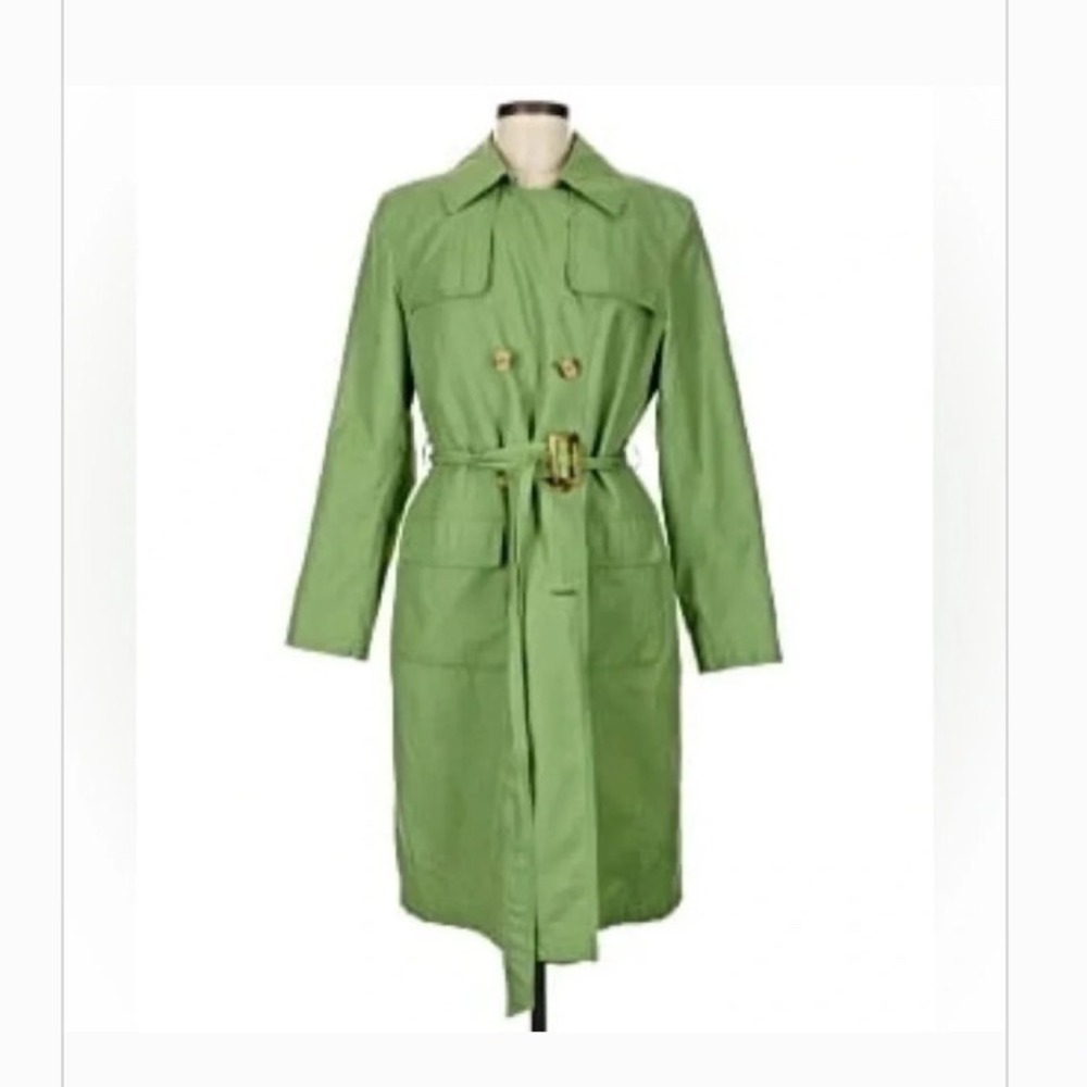 Gallery‎ Trench Coat Women Large Lime Green PreLoved